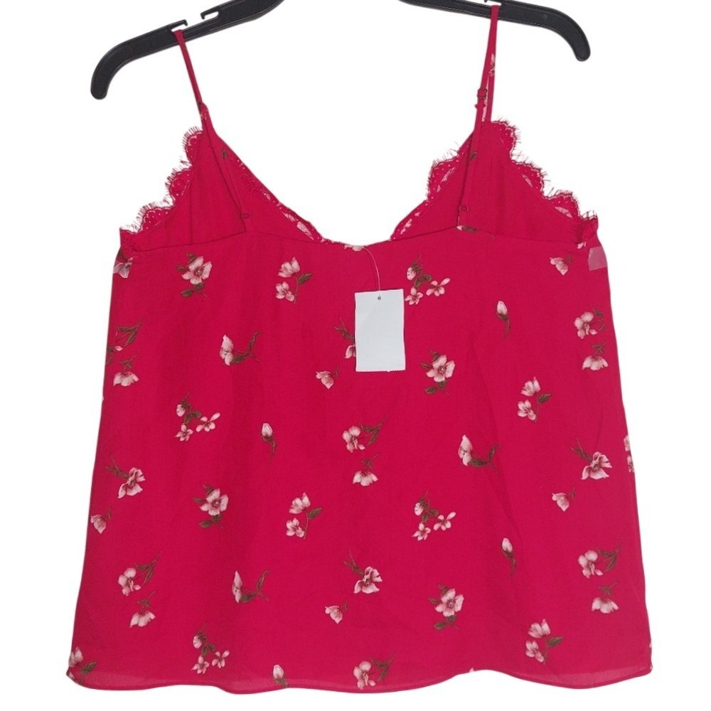 NWT Socialite Women's Floral Spaghetti Straps  Lace Trim Camisole Top Red Size S - Picture 5 of 9